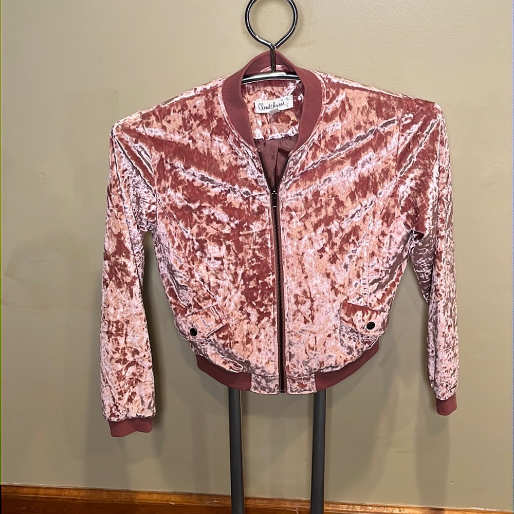 Crushed Pink Velvet Jacket, Size Small, EUC